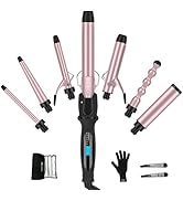 Curling Iron with Clamp PARWIN PRO BEAUTY 7 in 1 Curling Wand Set 0.5 to 1.5 Inch Interchangeable...