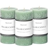 3x6 Inch Sage Green Pillar Candles Set of 3 - Unscented Spring Candles, Long Clean Burning, Large...