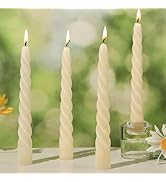 4 Pack Beeswax Taper Candles,7in Spiral Taper Candle Sticks,7 Hour White Beeswax Candlesticks,100...