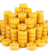 Natural Beeswax Tealight Candles | 48 Packs | 4-5 Hour Extended Burn Time | Pure Beeswax Tea Ligh...