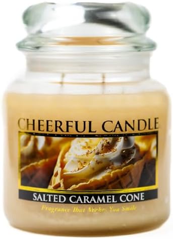 A Cheerful Giver Salted Caramel Cone 16oz Medium Scented Candle Jar with Lid Cheerful Candle 80 Hours of Burn Time, Christmas Gift for Women, Orange