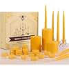 Pure Beeswax Candles Set, 3pcs Pillar|6pcs Taper|24pcs Tealight Candles-345 Hour Long Burning, 100% Natural Organic Beeswax Candles Gift Set for Women, Dripless Smokeless Candle Bulk for Home