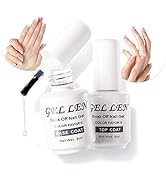 Gellen Gel Top and Base Coat, 2pcs Clear Gel Nail Polish Set, 8ml No Wipe Gel Top Coat Nail Polis...