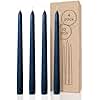 CANDWAX 10 Inch Taper Candles Set of 4 - Dripless and Unscented Candlesticks - Perfect for Dinner and Christmas - Dark Blue