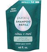 Puracy Natural Shampoo Refill, 48 Fl Oz, Hair Stays Cleaner Longer with LexFeel N5, Color-Safe Su...