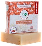 360Feel Cherry Almond Soap - Handcrafted Castile Soap Bar with Soothing Scent - Handmade with Ess...