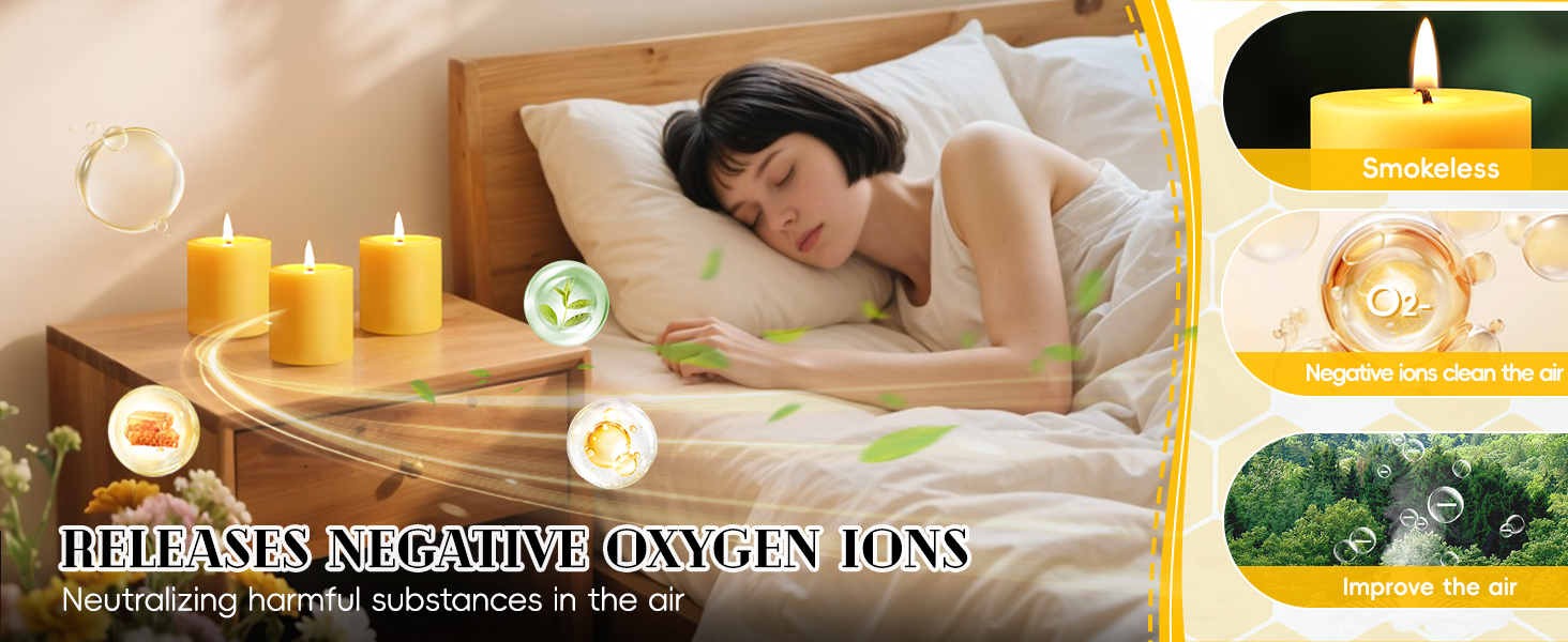 Pure beeswax candles help to eliminate odors in the air increase the negative ions in the air