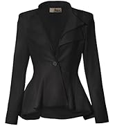 Hybrid & Company Women's Casual Work Office Dressy Double Lapel Single Button Peplum Comfortable ...