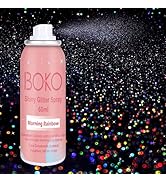 Boko Body Glitter Spray, 60ML Holographic Silver Glitter Spray for Body Hair Clothes, Quick-Dryin...