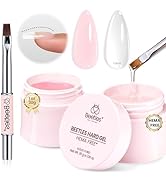 Beetles Hema Free Hard Gel for Nails-2 Pcs 1oz 9 in 1 Clear Jelly Pink UV/LED Lamp Cured Sculptin...