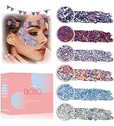 Boko 6pcs Body Glitter Gel, 60ML Total Red White Blue Chunky Glitter for Face Hair Body Pride Mak...
