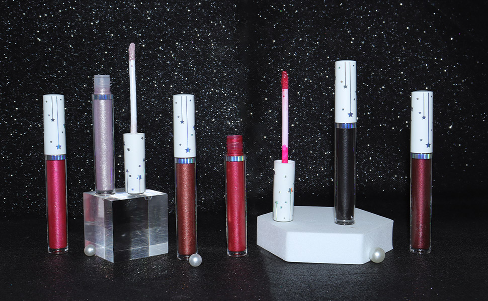 evpct 1Pcs Crimson Red Pearlescent Shimmer Lip Gloss, Long Lasting glitter Liquid Lipstick