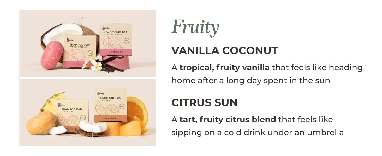 image of vanilla coconut and citrus sun shampoo and conditioner (fruity scents) 