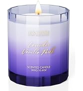 M&SENSE Lavender Vanilla Scented Candle - 10.6oz Natural Soy Wax Non Toxic 60-Hour Burn in Glass ...