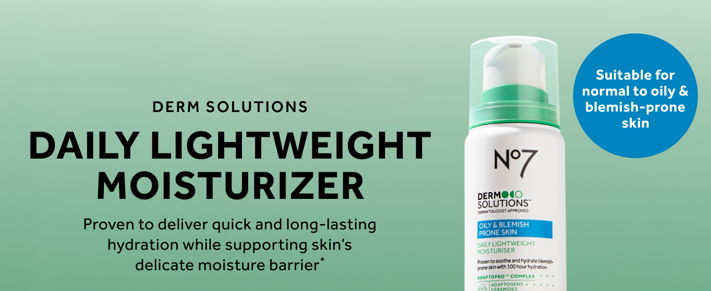 no7 derm solutions daily lightweight moisturizer proven to deliver quick and long-lasting hydration