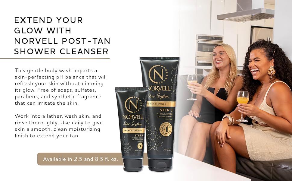 Extend your glow with norvell post tan shower cleanser