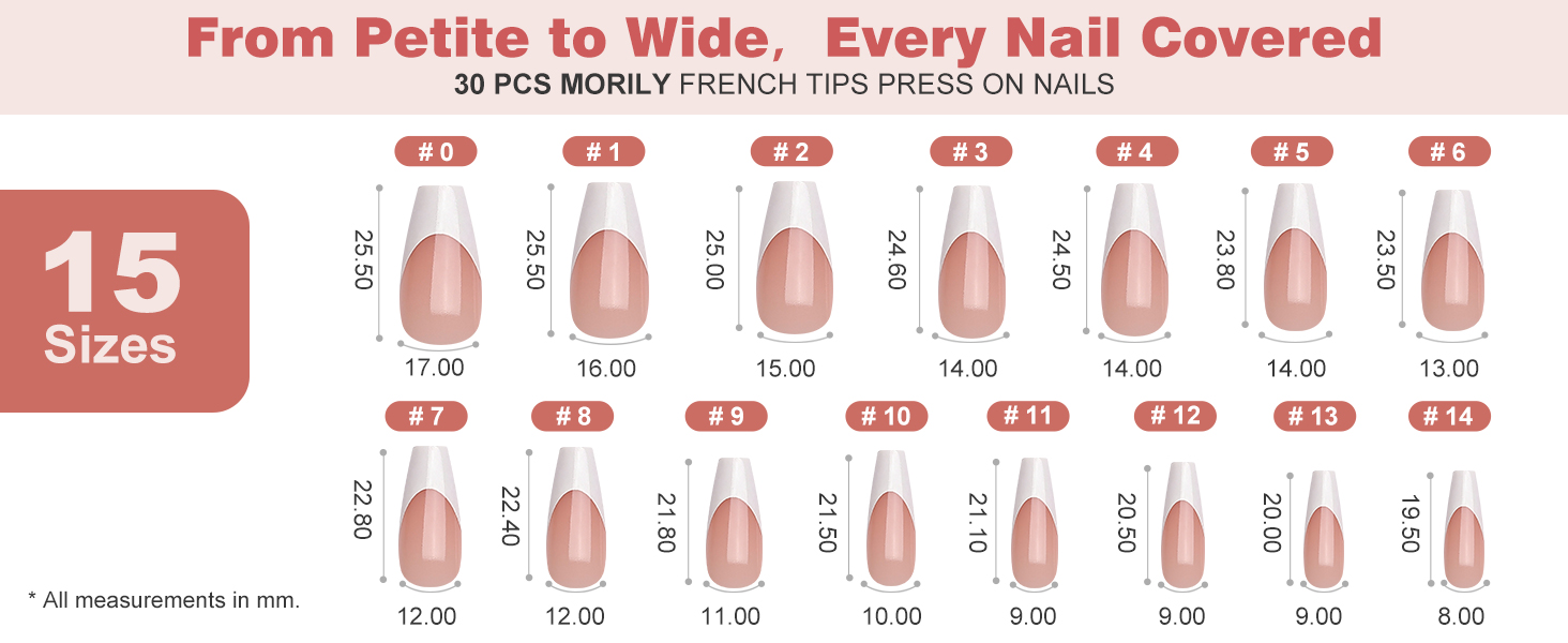morily french tip press on nails