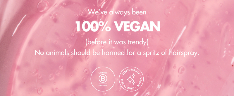 Text reads '100% VEGAN'. Pink gradient background product images showing boots or shoes in multiple views, highlighting details of construction and materials.