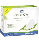 Organyc - 100% Certified Organic Cotton Feminine Pads, Sanitary Napkin 40 Count, Moderate Flow, R...