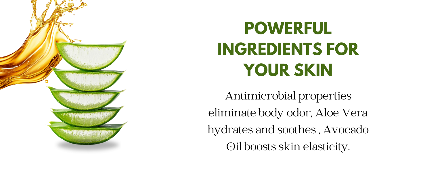 aloe vera with oil splash and text to the right