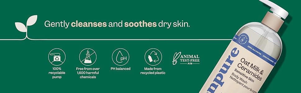 Gently cleanses and soothes dry skin