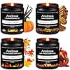 Fall Candles Set | Fall Scented Candles for Home - 4 Pack Soy Candles for Home Scented, Autumn Candle Gifts for Women Men - Scents of Vanilla Pumpkin/Cinnamon & Nutmeg/Caramel Apples/Autumn Leaves