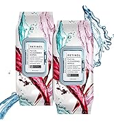 Face Wipes | Retinol Facial Cleansing and Gentle Make Up Remover Wipes - 2 Pack (50 Count Each) |...