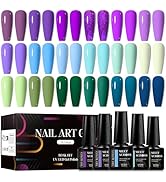 MEET ACROSS Gel Nail Polish, 18 Colors All Season Purple Blue Green Nude Gel Nail Polish, Soak Of...