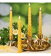 4 Pack Beeswax Taper Candles,7in Spiral Beeswax Candle Sticks,7 Hour Candlesticks,100% Natural Sm...