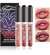 NVLEPTAP 3PCS Liquid Glitter Lipstick Glitter Lip Gloss Set,Diamond Shimmer Matte Lipstick Set Lo...