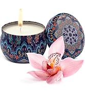 Aloha Orchid Soy Wax Candle in Perfect Decorative Giftable Metal Tin - Pure Organic Soy Wax and N...