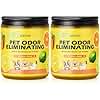 AOOVOO Pet Odor Eliminator Candle - 2 Pack Citrus Lemon Odor Eliminating Candle, Highly Fragranced Air Freshing Scented Candles, Natural Soy Wax, 18 oz