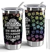 CWEGSJ Dungeons & Dragons Gift DND Tumbler Dungeon Master 20oz Tumbler with Lid and Straw Travel ...