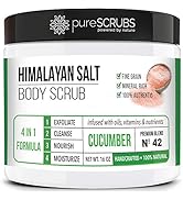 pureSCRUBS Premium Pink Himalayan Salt Body Scrub Set - Large 16oz CUCUMBER SCRUB, Organic Essent...