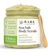 Bare Botanics Matcha Eucalyptus Exfoliating Body Scrub 24oz | Made in Madison, WI | All Natural S...