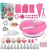 253 PCS Cake Decorating Supplies Kit, Pink Baking Set, Cake Turntable Cake Making Tools Set with ...