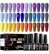 MEET ACROSS Gel Nail Polish Kit, Nude Fall Winter Yellow Deep Orange Blue Purple Gel Polish Neutr...