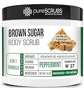 pureSCRUBS Premium Organic Brown Sugar PEPPERMINT FACE & BODY SCRUB Set - Large 16oz, Infused Wit...