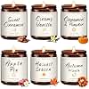 Auelife Fall Candles, 6 Pack Scented Candle Set, 42 oz Autumn Soy Candles for Home Scented, Fall Candle Gifts Set for Men and Women, Autumn Home Decor of Wreath/Apple/Latte/Harvest/Vanilla/Cinnamon