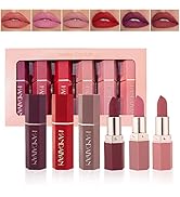 NVLEPTAP 6 Colors Matte Nude Lipstick Set,Lip Stain Velvet Smooth Waterproof Long Lasting Non-Sti...