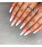 Morily 24pcs Fake Nails Matte Pure Color Medium Long Stiletto Almond Press on Nail False Tips Art...