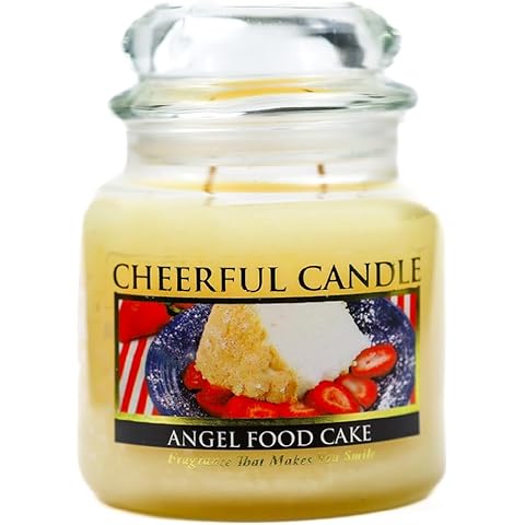 A Cheerful Giver - Angel Food Cake - 16oz Medium Scented Candle Jar with Lid - Cheerful Candle - 80 Hours of Burn Time, Christmas Gift for Women, White