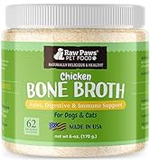 Raw Paws Chicken Bone Broth for Dogs & Cats, 6-oz - Made in USA - Dog Food Topper - Bone Broth Pr...
