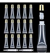 AMORIX 50PCS Lip Gloss Containers 10ml Gold Lip Gloss Tubes Empty Lip Balm Tubes Refillable Squee...