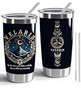 Velaris City of Starlight 20oz Stainless Steel Tumbler with Lid and Straw Acotar Gift (Black-VELA...
