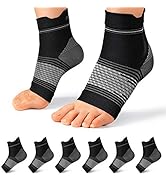 Plantar Fasciitis Sock (6 Pairs) for Men and Women, Compression Foot Sleeves with Arch and Ankle ...