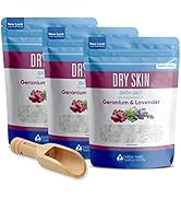 Dry Skin Bath Salt (3-Pack with Scoop) Skin Soothing Epsom Salt with Pure Essential Oils in BPA F...
