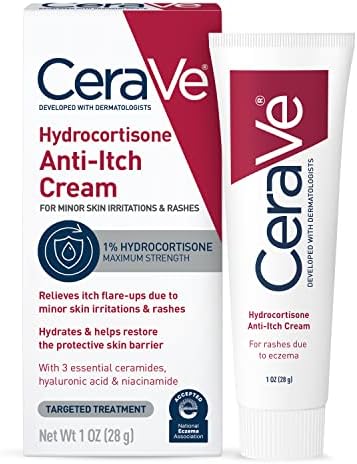 CeraVe 1% Hydrocortisone Anti-Itch Cream, Fragrance-Free Relief for Eczema-Prone & Dry Skin, 1 Ounce