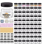 1 oz Plastic Containers with Lids 100pcs Plastic Jars with Lids + 3/5/10 Gram 24pcs Sample Contai...