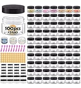 1 oz Plastic Containers with Lids 100pcs Plastic Jars with Lids + 3/5/10 Gram 24pcs Sample Contai...